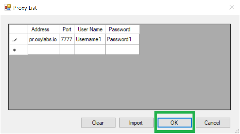 Proxy list information
