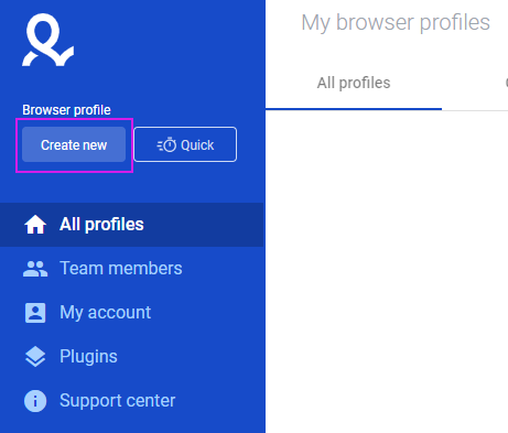 Create new browser profile
